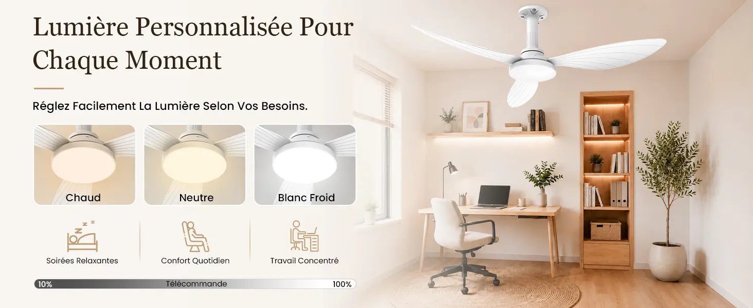 Hisummer 106cm Ventilateur Plafond avec Lumiere, Connexion E27 — contenu détaillé 7