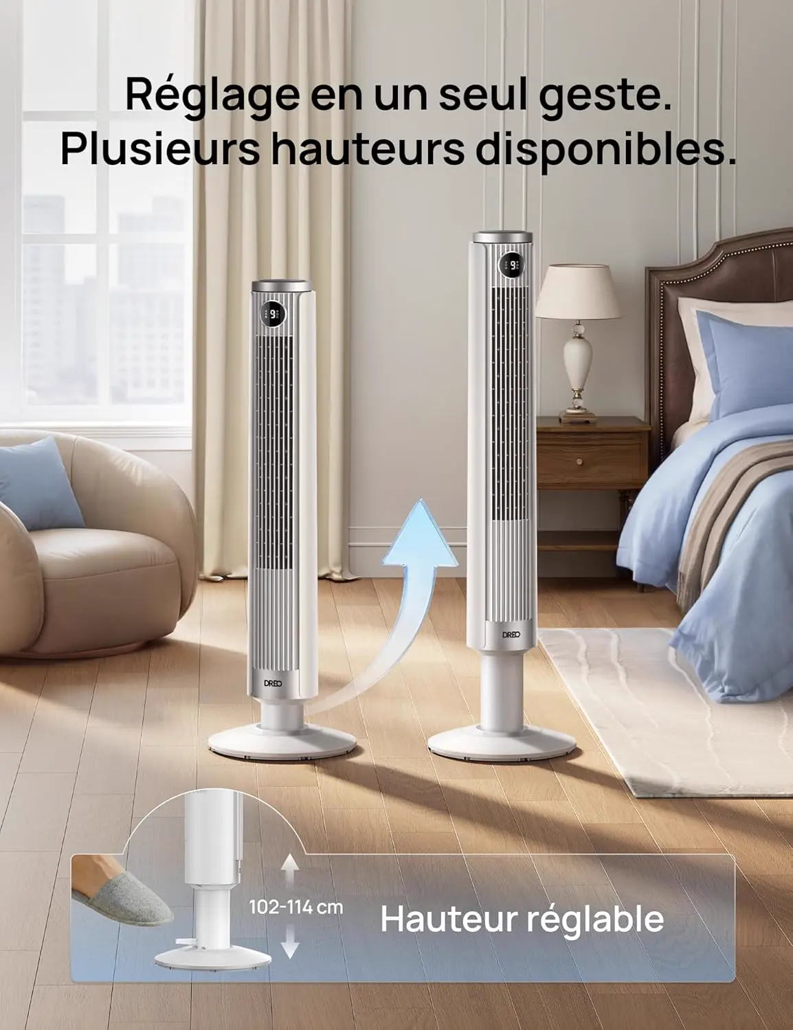 DREO Ventilateur colonne intelligent 554S, ventilateur sur pied vue 3
