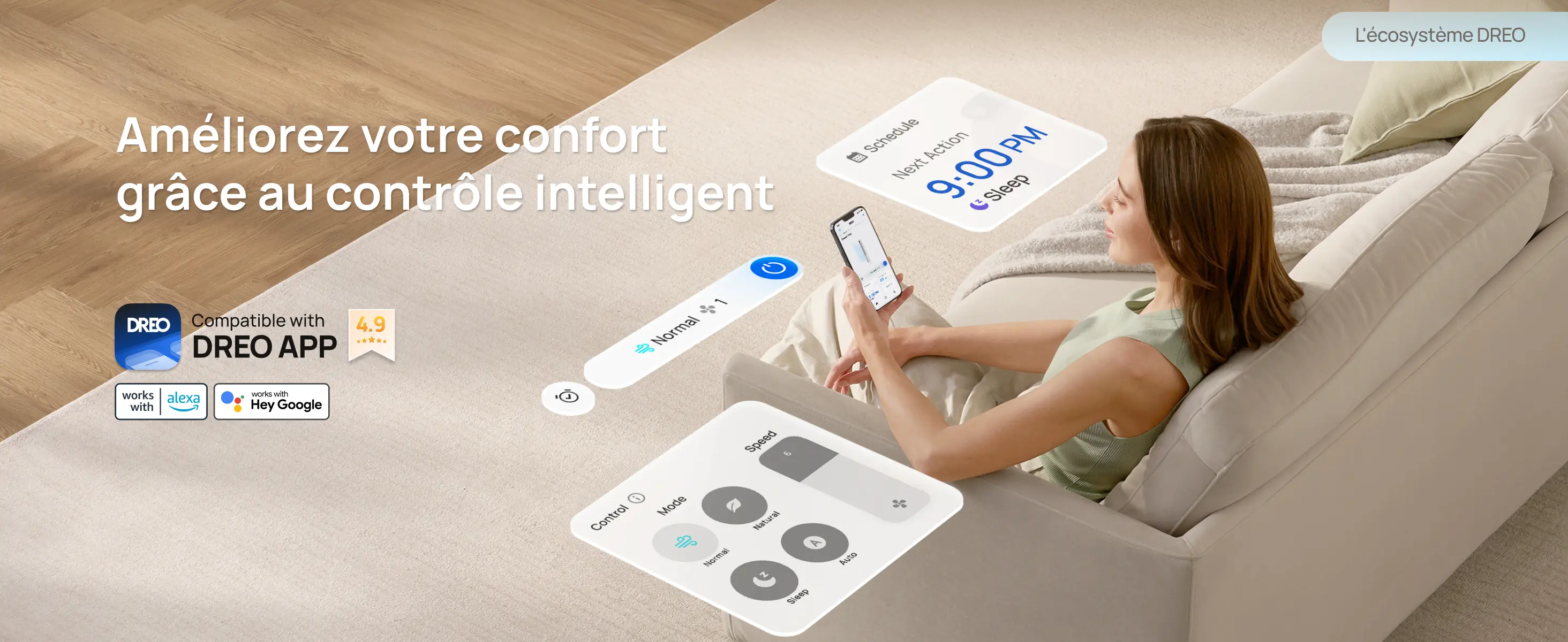DREO Ventilateur colonne intelligent 554S, ventilateur sur pied — contenu détaillé 5