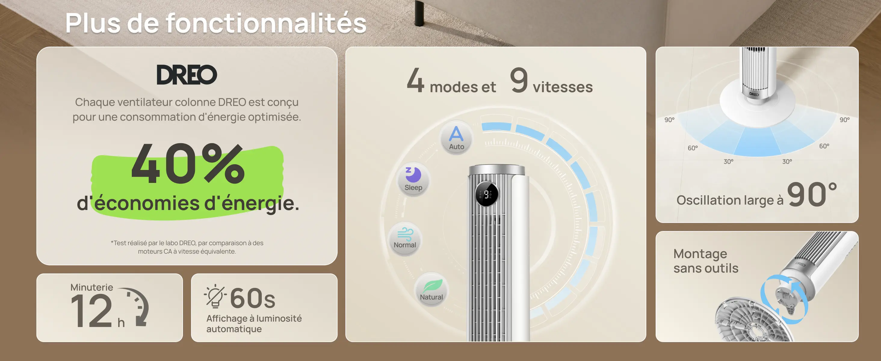 DREO Ventilateur colonne intelligent 554S, ventilateur sur pied — contenu détaillé 9