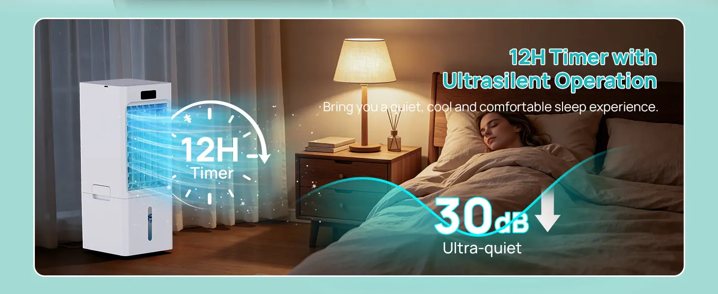 Climatiseur Mobile 4 en 1, Rafraîchisseur d'Air avec 3 Vitesses 4 Modes, Minuterie 1-12H, Réservoir 6L, 4 Pack Glacons, Télécommande Incluse, pour Chambre, Salon, Bureau et Maison — contenu détaillé 4