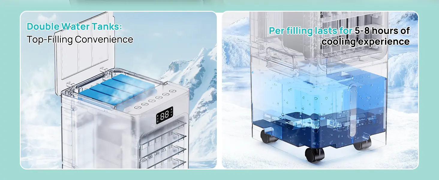 Climatiseur Mobile 4 en 1, Rafraîchisseur d'Air avec 3 Vitesses 4 Modes, Minuterie 1-12H, Réservoir 6L, 4 Pack Glacons, Télécommande Incluse, pour Chambre, Salon, Bureau et Maison — contenu détaillé 6