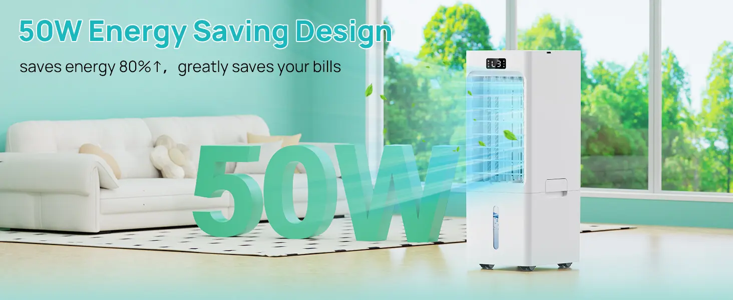 Climatiseur Mobile 4 en 1, Rafraîchisseur d'Air avec 3 Vitesses 4 Modes, Minuterie 1-12H, Réservoir 6L, 4 Pack Glacons, Télécommande Incluse, pour Chambre, Salon, Bureau et Maison — contenu détaillé 7