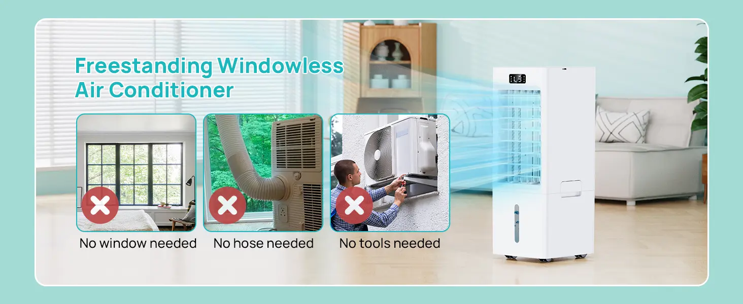 Climatiseur Mobile 4 en 1, Rafraîchisseur d'Air avec 3 Vitesses 4 Modes, Minuterie 1-12H, Réservoir 6L, 4 Pack Glacons, Télécommande Incluse, pour Chambre, Salon, Bureau et Maison — contenu détaillé 9