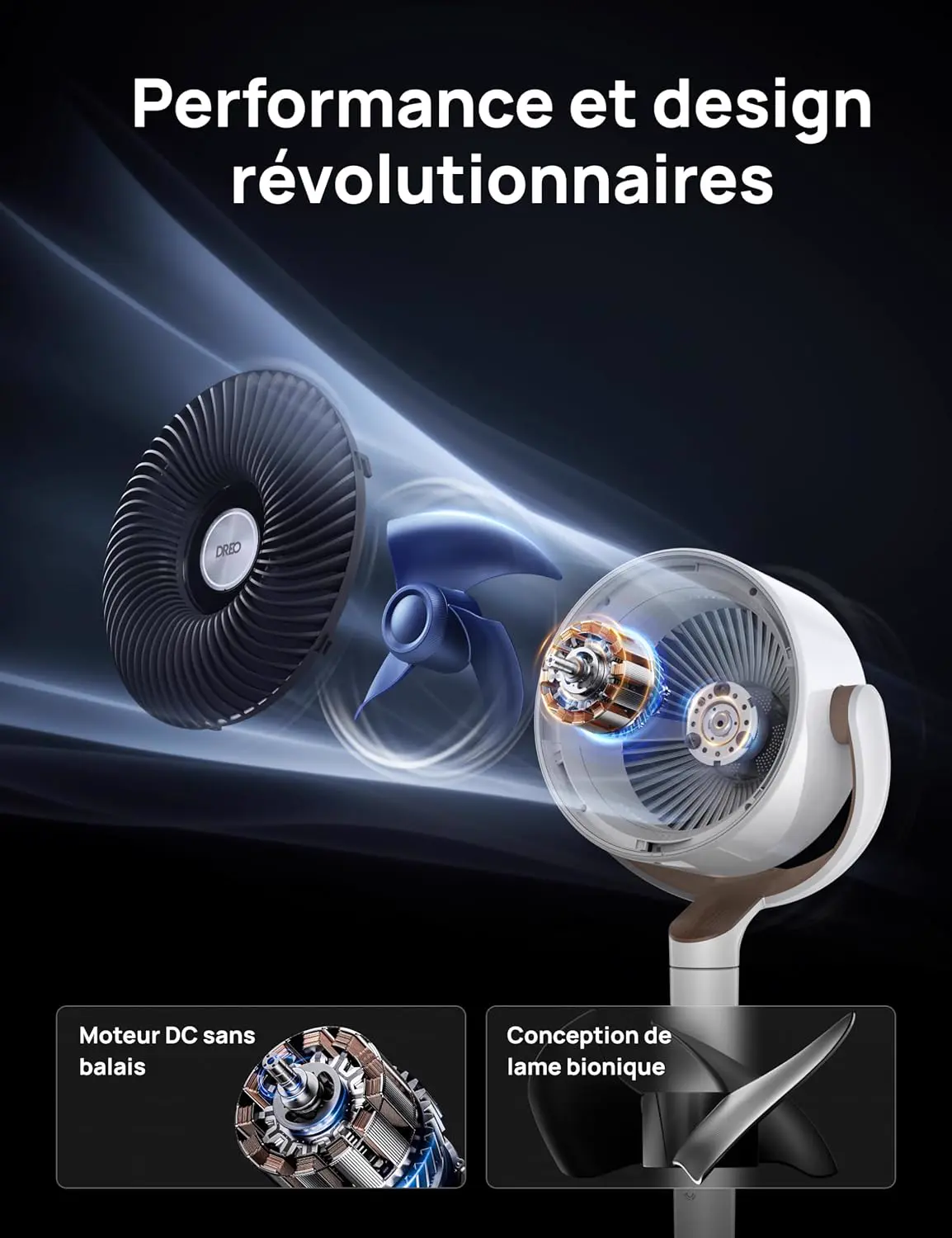 DREO ventilateur sur pied silencieux 20 dB avec oscillation vue 5