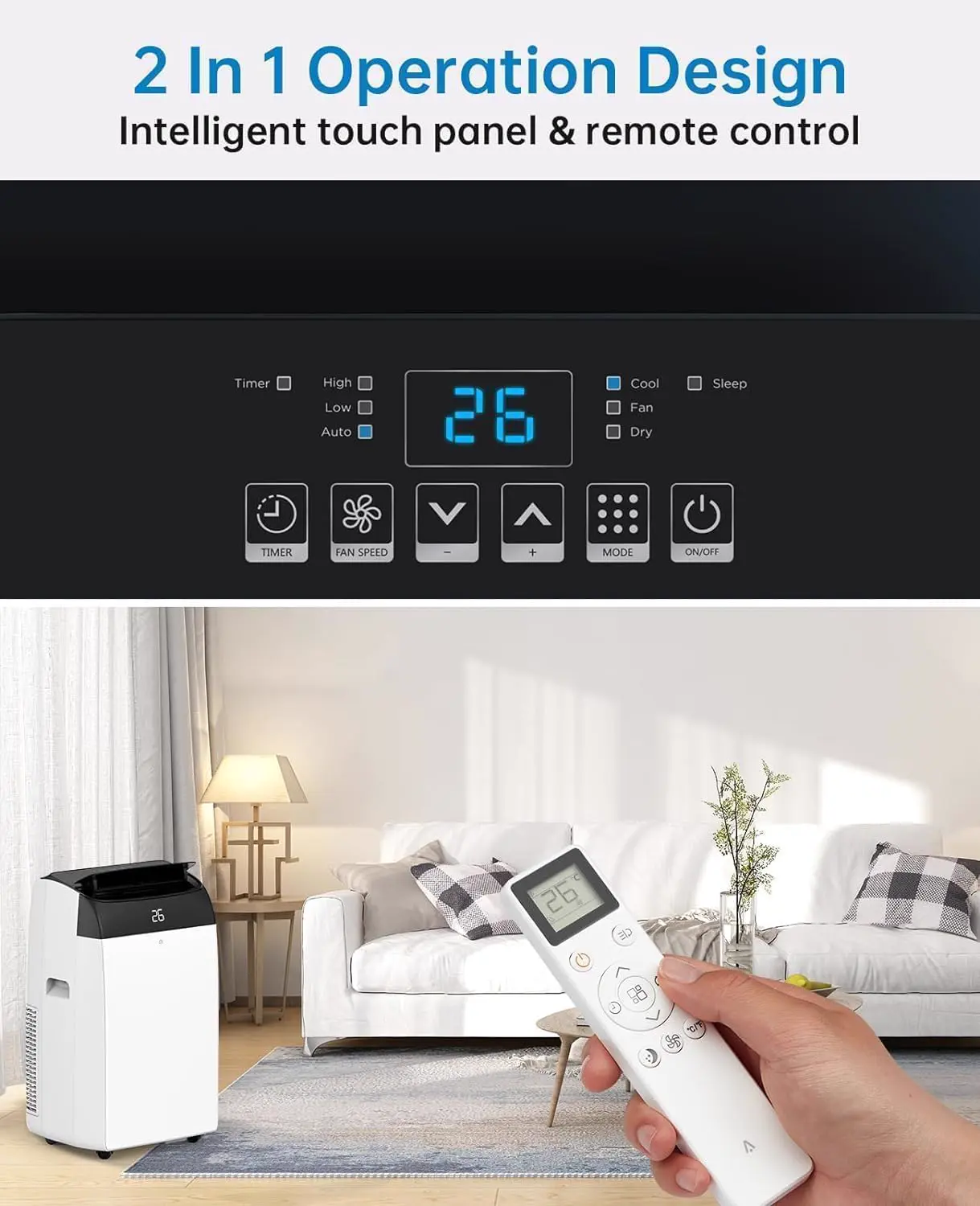 Climatiseur Mobile Silencieux 10000 BTU Climatiseur Portable sans Unité Extérieure,Écologique R290,Climatisation Mobile 4 Fonctions Refroidissement/Déshumidification/Ventilation/Suivi vue 4