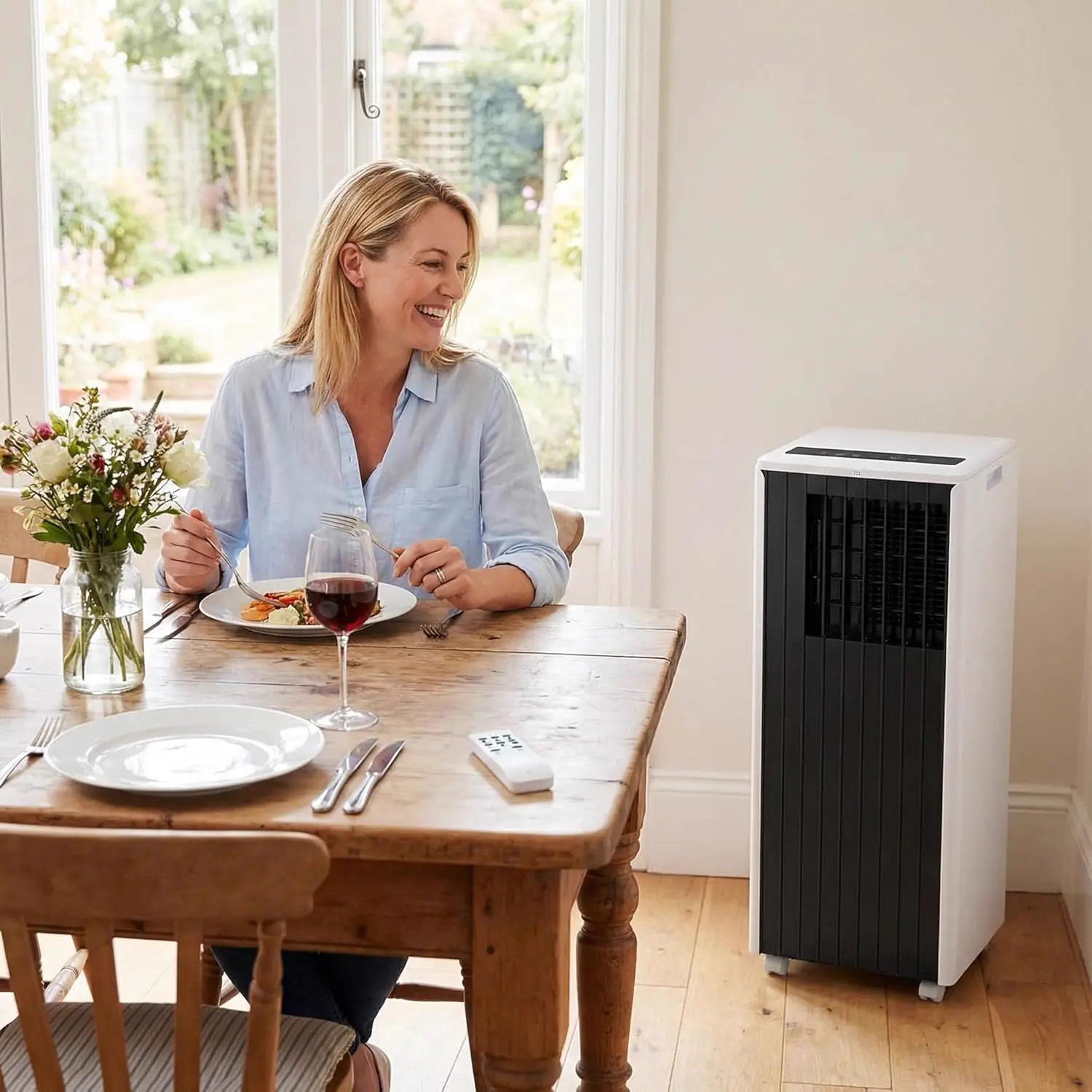 Climatiseur mobile 8000 BTU, refroidissement 3 en 1 AC, climatiseur portable avec mode veille, climatiseur au sol sans ventilation, 3 ventilateurs vue 5