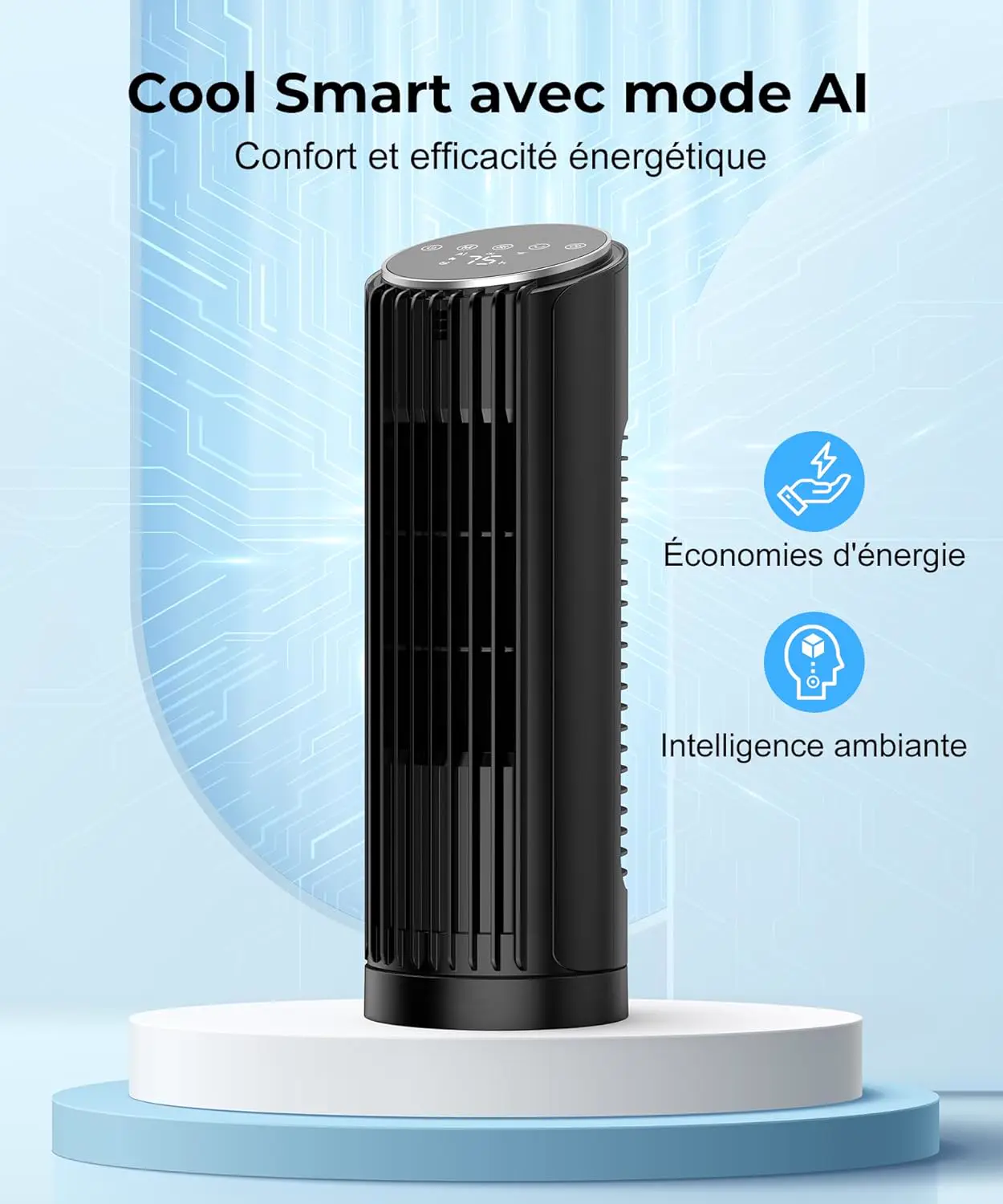 PNTCK Ventilateur tour avec télécommande, 33 cm, silencieux, 4 vue 4