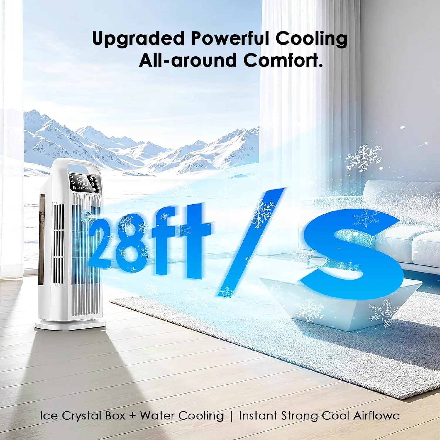 Climatiseur Mobile 6 in 1, Climatiseur Portable Silencieux avec Refroidisseur d'air 1200ml, 1-12H Minuteries, 4 Vitesses, 120°Oscillation, Touches Tactiles (Blanc Cream) vue 2
