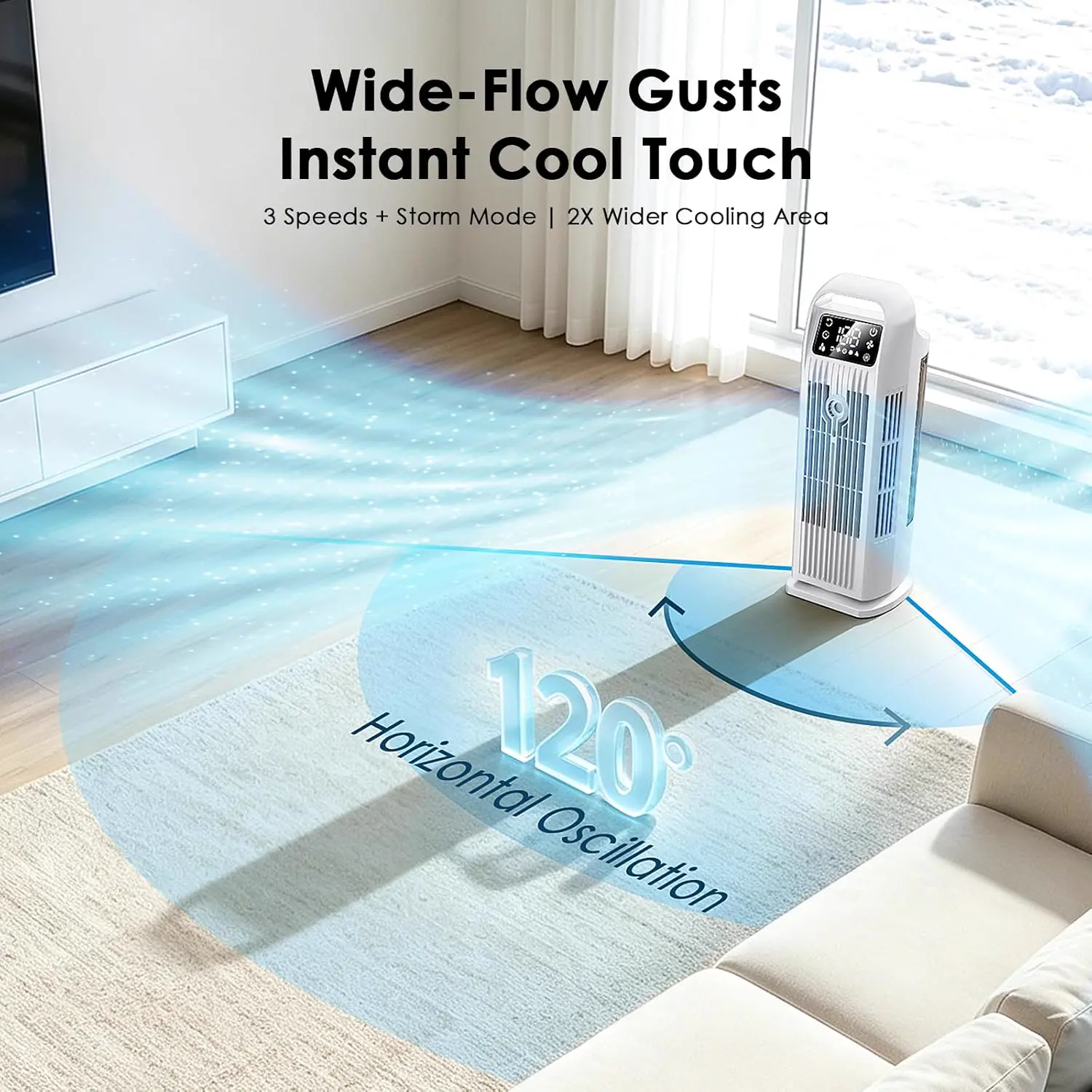 Climatiseur Mobile 6 in 1, Climatiseur Portable Silencieux avec Refroidisseur d'air 1200ml, 1-12H Minuteries, 4 Vitesses, 120°Oscillation, Touches Tactiles (Blanc Cream) vue 4