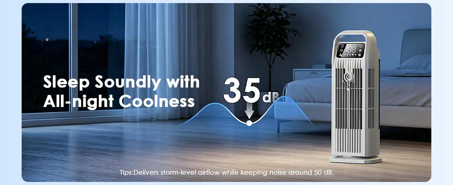 Climatiseur Mobile 6 in 1, Climatiseur Portable Silencieux avec Refroidisseur d'air 1200ml, 1-12H Minuteries, 4 Vitesses, 120°Oscillation, Touches Tactiles (Blanc Cream) — contenu détaillé 8