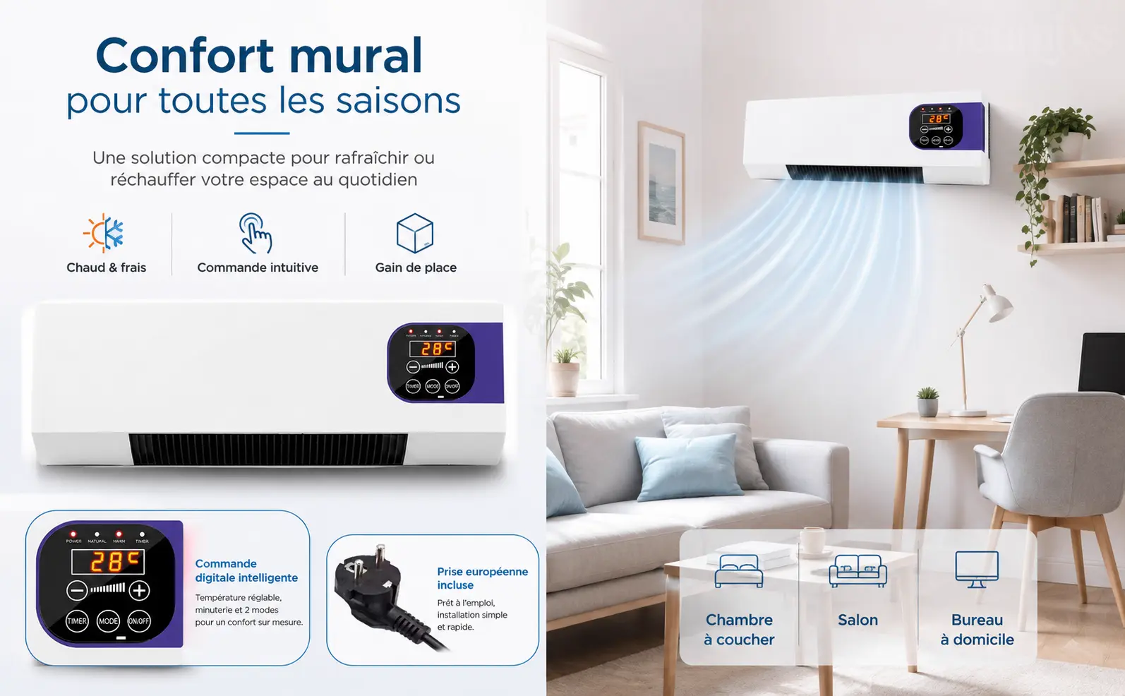 Générique climatiseur,Ventilateur Mural Avec — contenu détaillé 1