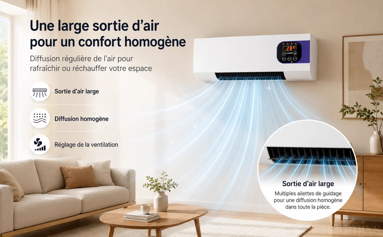 Générique climatiseur,Ventilateur Mural Avec — contenu détaillé 2