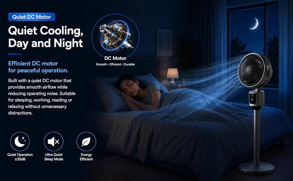 Ventilateur Sur Pied Silencieux, Ventilateurs Sur Pied, Puissant — contenu détaillé 2