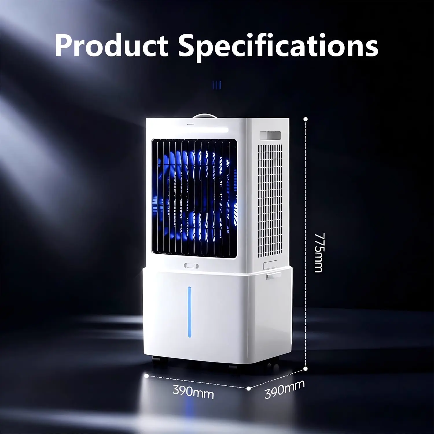 Climatiseur Portable Blanc 8000 BTU Sans Évacuation | 3 Vitesses, Télécommande Incluse, Minuterie 1-12 Heures, Oscillation 90°, Réservoir Amovible vue 7