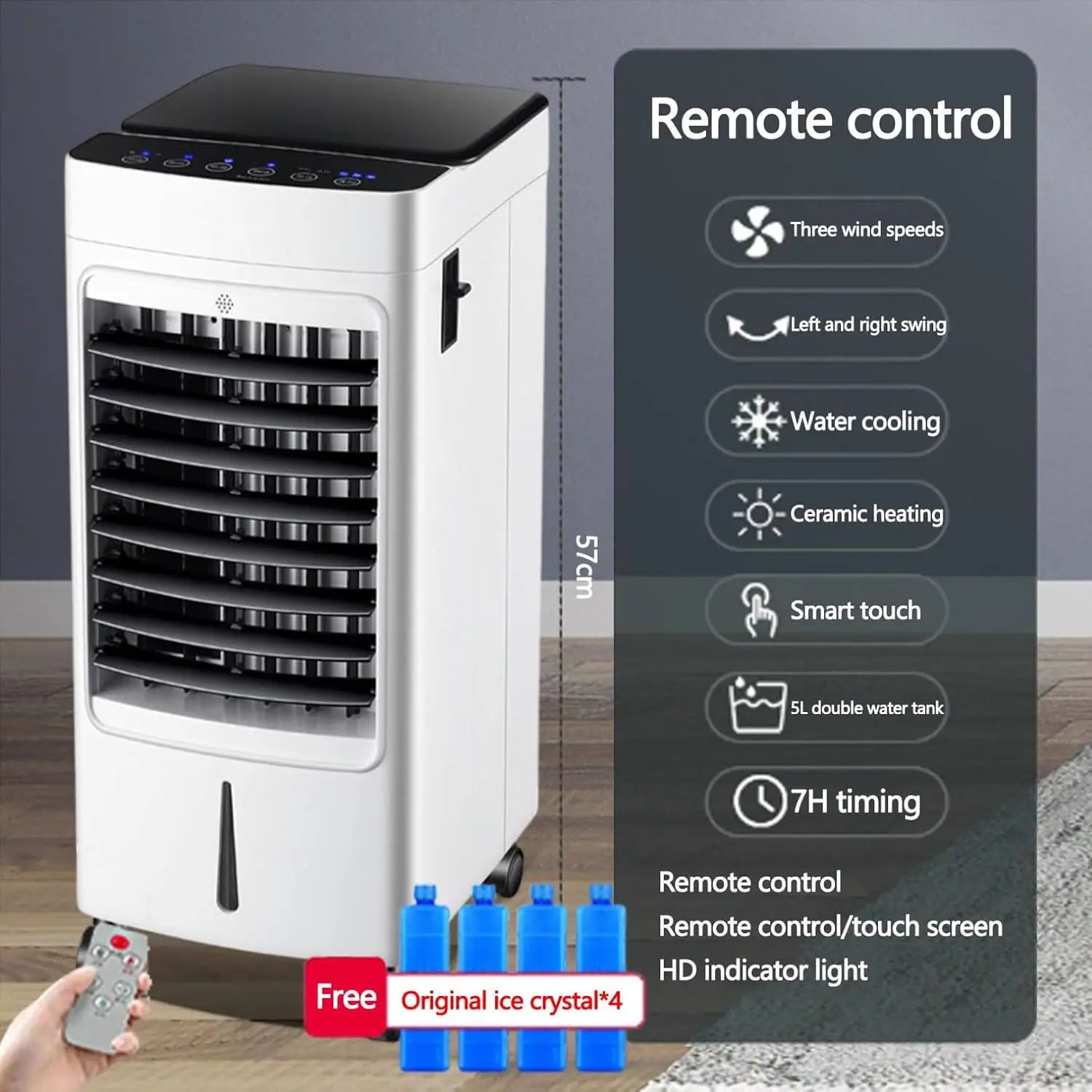 Climatiseur Mobile 3-En-1 9000 Btu 7L Climatiseur Portable | Avec écran LED, télécommande avec 3 vitesses de ventilateur réglables, minuterie de 7h pour dortoir, chambre, bureau, blanc vue 2
