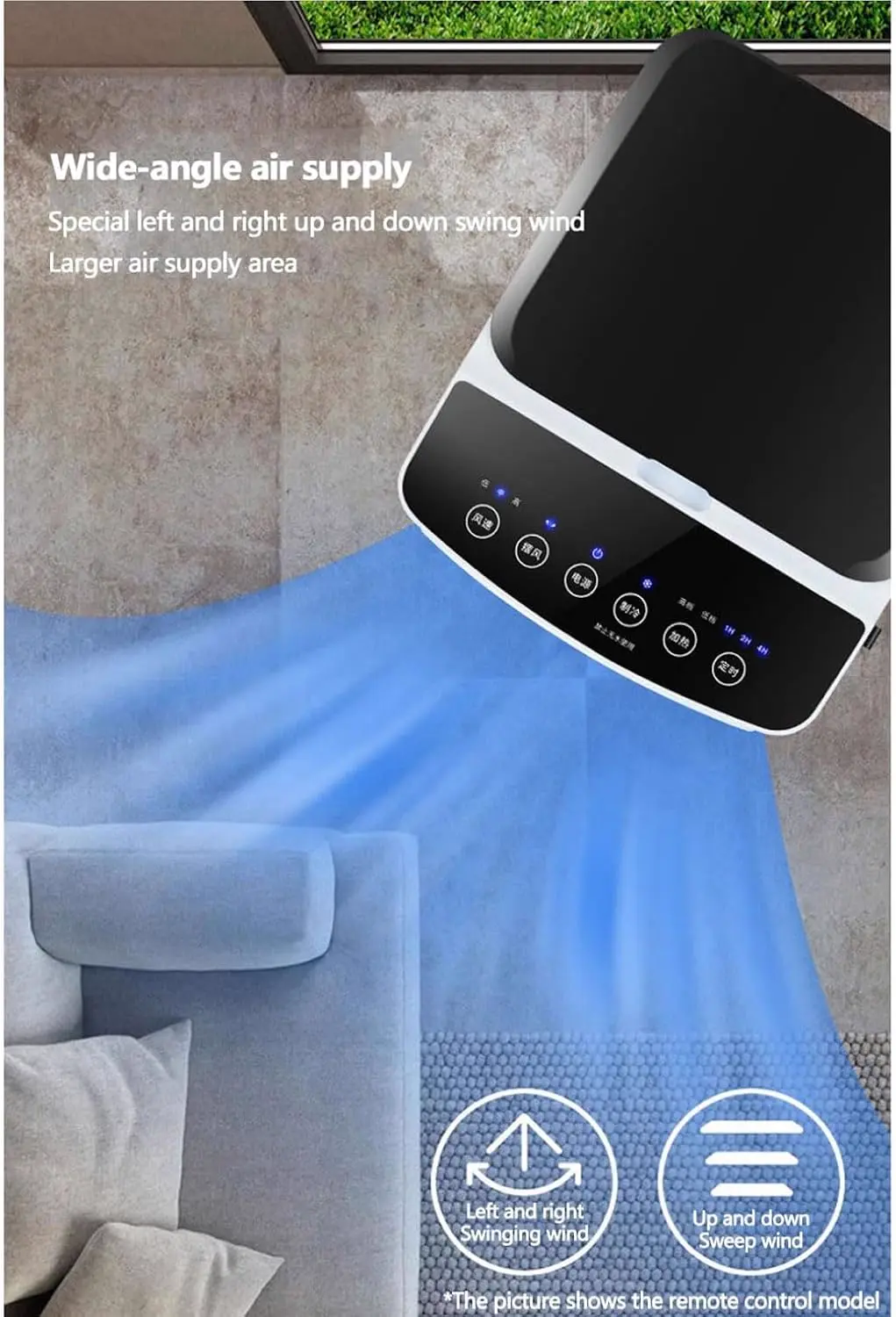 Climatiseur Mobile 3-En-1 9000 Btu 7L Climatiseur Portable | Avec écran LED, télécommande avec 3 vitesses de ventilateur réglables, minuterie de 7h pour dortoir, chambre, bureau, blanc vue 4
