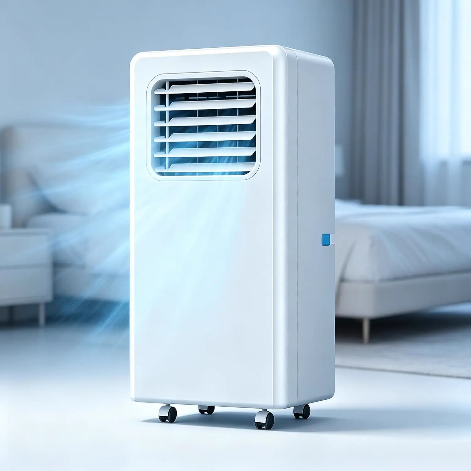 Climatiseur portable silencieux, refroidisseur mobile compact avec filtre à poussière et drainage continu, écran LED et télécommande, pour chambre ou appartement 12000btu