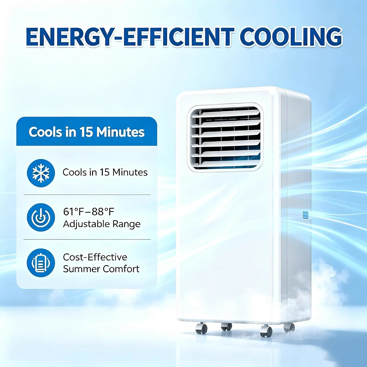Climatiseur portable silencieux, refroidisseur mobile compact avec filtre à poussière et drainage continu, écran LED et télécommande, pour chambre ou appartement 12000btu vue 4