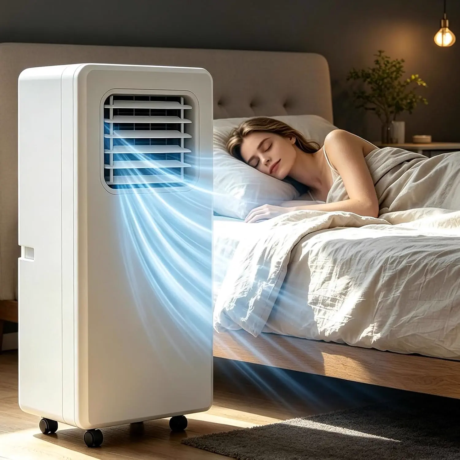 Climatiseur Mobile Puissant (12 000/18 000 BTU) – sans unité extérieure, Silencieux, sur roulettes, avec télécommande – Idéal pour Le Bureau 12000BTU