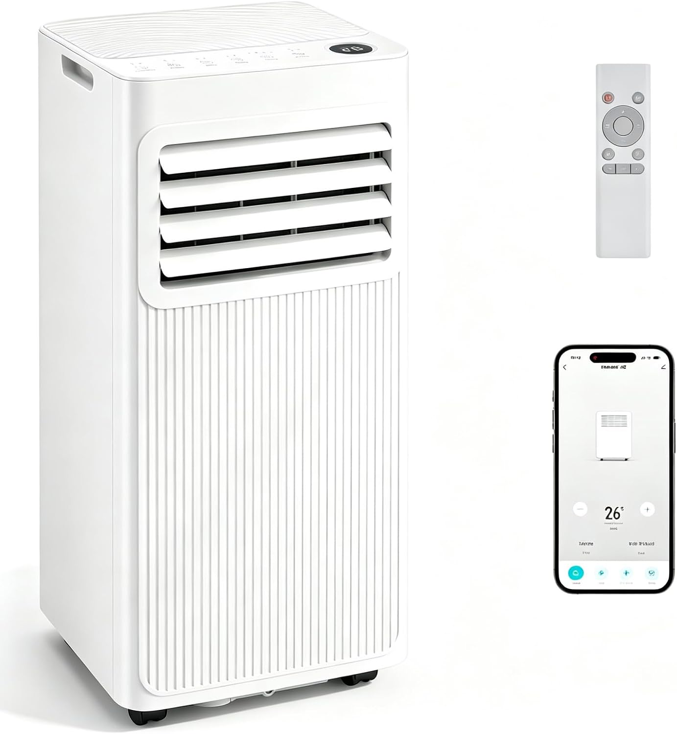 LIFEZEAL Climatiseur Mobile Silencieux, Climatiseur Portable, avec Refroidissement, Déshumidification, Ventilation, Mode Sommeil, Minuterie 24h (7000, BTU, Style2)