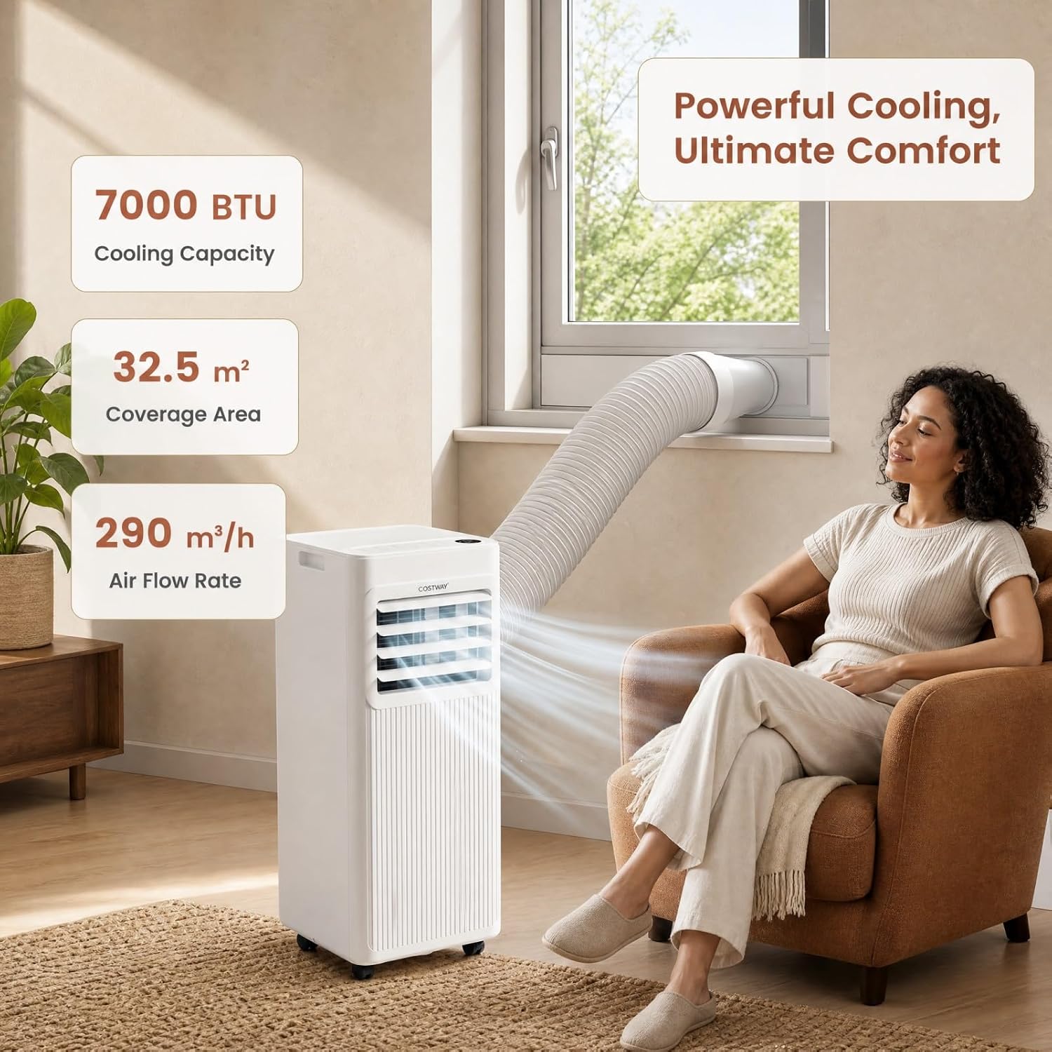 LIFEZEAL Climatiseur Mobile Silencieux, Climatiseur Portable, avec Refroidissement, Déshumidification, Ventilation, Mode Sommeil, Minuterie 24h (7000, BTU, Style2) vue 2