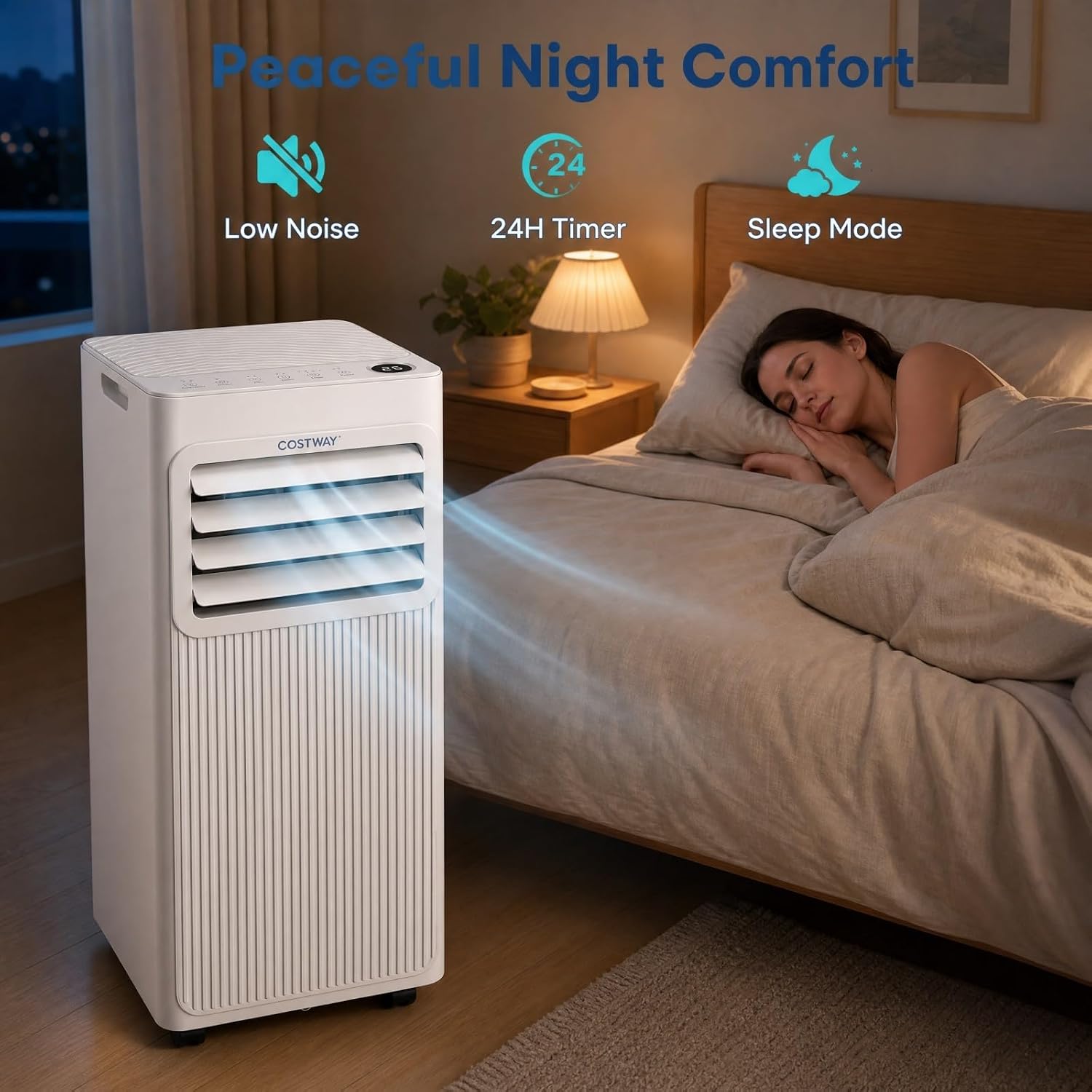 LIFEZEAL Climatiseur Mobile Silencieux, Climatiseur Portable, avec Refroidissement, Déshumidification, Ventilation, Mode Sommeil, Minuterie 24h (7000, BTU, Style2) vue 4